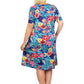 Vestido corto de punto de algodón de manga corta de talla grande