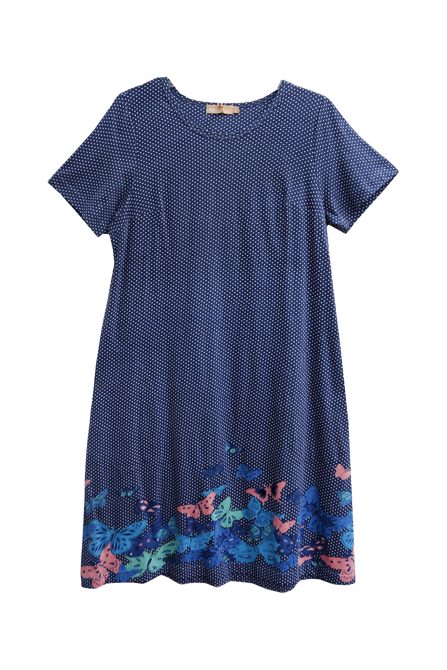 La Cera Vestido de talla grande de manga corta con estampado floral de mariposas novedoso