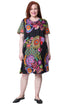 La Cera Novelty Floral Print Plus Size Short Sleeve Dress - La Cera