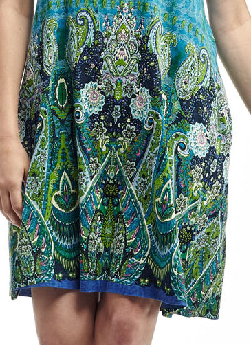 La Cera Novelty Paisley Print Short Sleeve Dress - La Cera