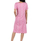 Short Sleeve Cotton Knit Floral A-Line Dress - La Cera