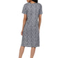 Short Sleeve Cotton Knit Floral A-Line Dress - La Cera