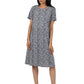 Short Sleeve Cotton Knit Floral A-Line Dress - La Cera
