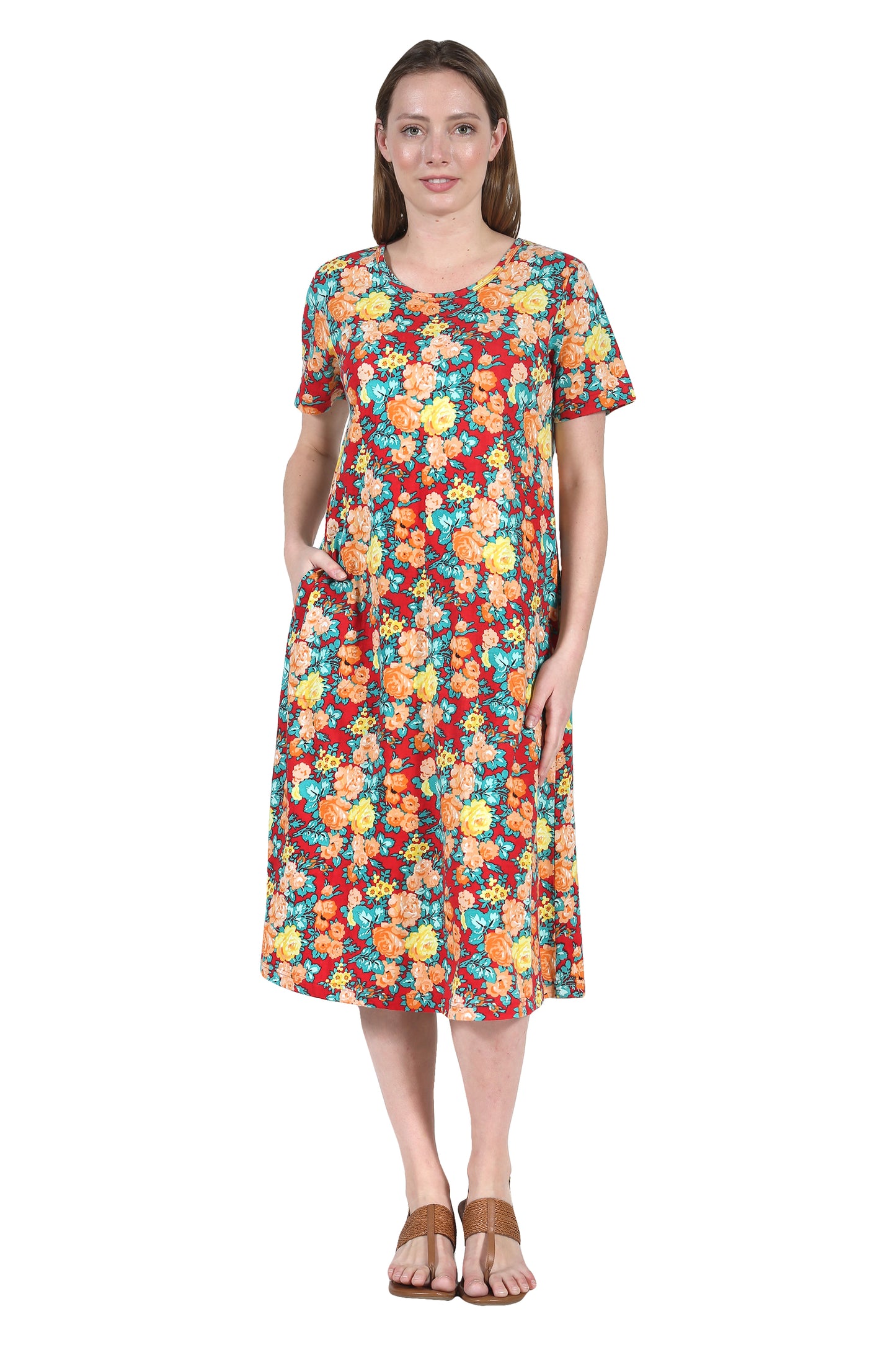 Vestido evasé con estampado floral La Cera
