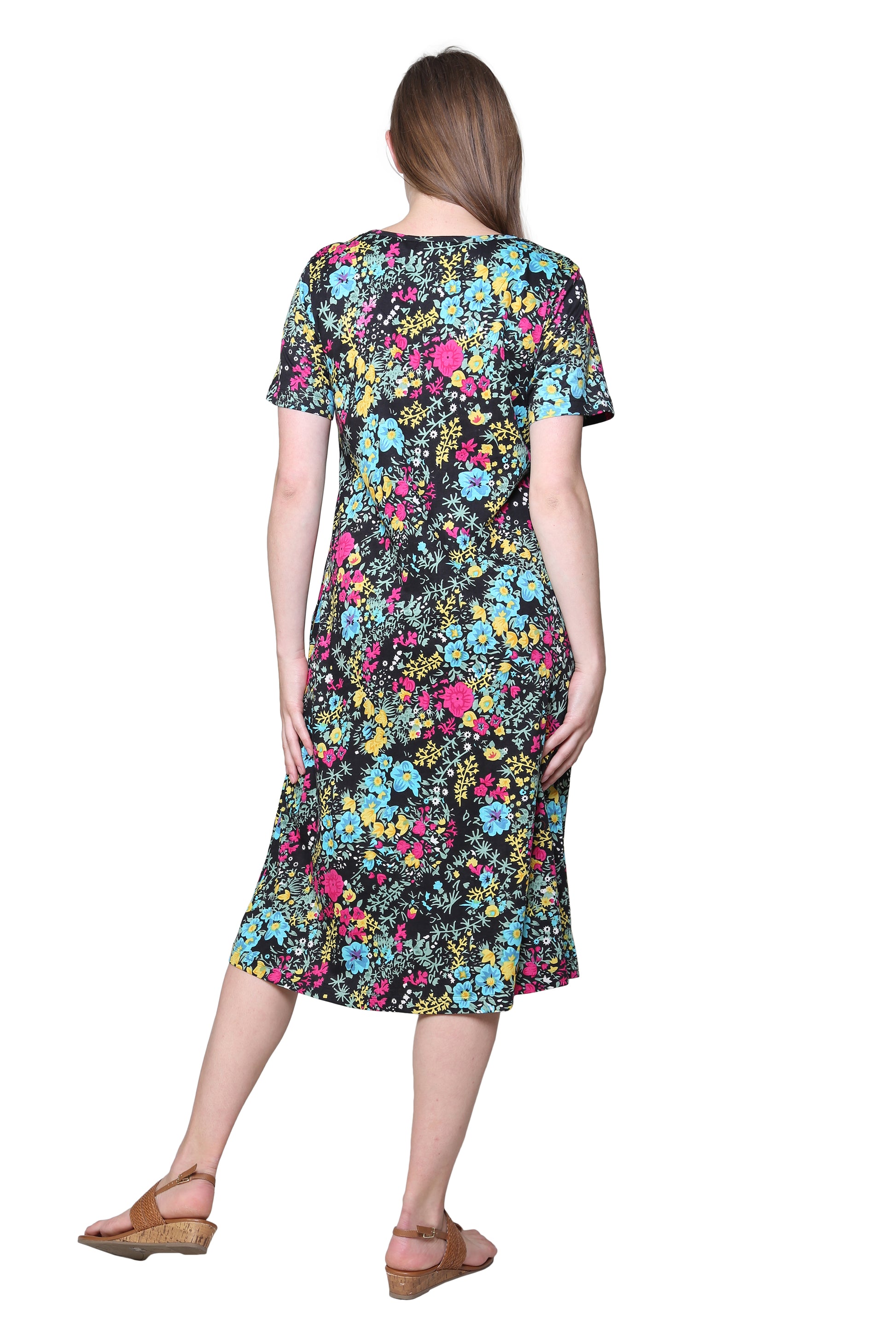La Cera Floral Printed A-Line Knit Dress M - 10-12 La Cera Floral Printed A-Line Knit Dress M - 10-12