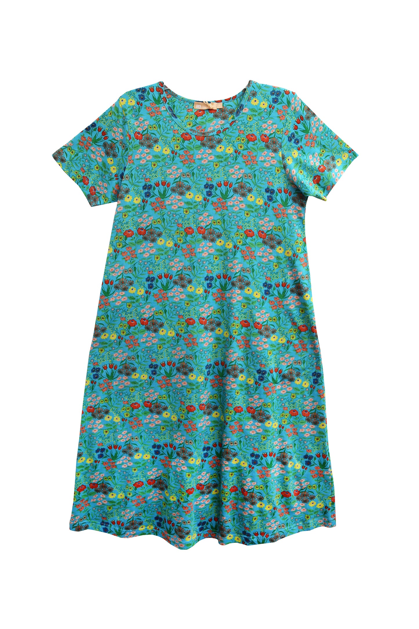 La Cera Printed A-Line Cotton Jersey Knit Plus Size Dress - La Cera