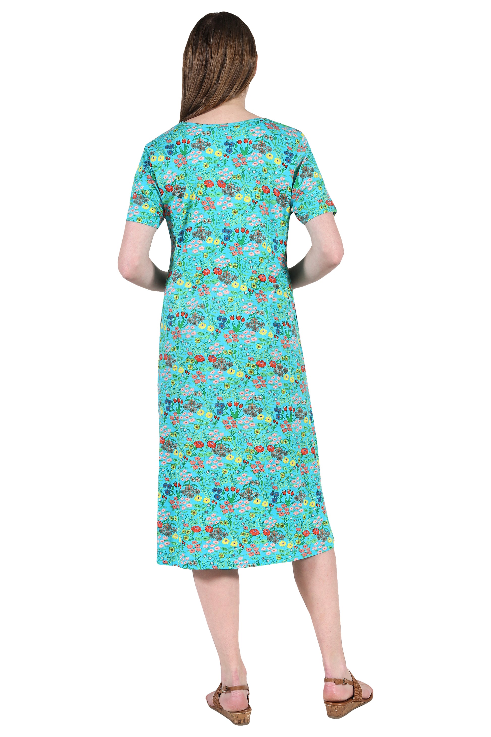 La Cera Printed A-Line Cotton Jersey Knit Plus Size Dress - La Cera