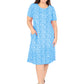 Short Sleeve Cotton Knit Floral A-Line Dress - La Cera