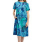 La Cera Blue Floral Print A-Line Dress - La Cera