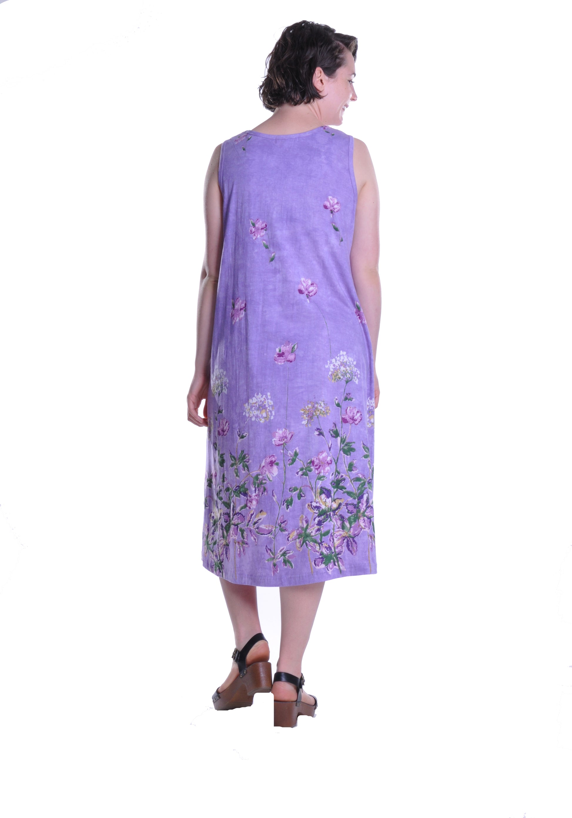 La Cera Sleeveless Printed A-Line Cotton Jersey Knit Dress - La Cera