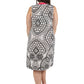 Vestido con estampado abstracto sin mangas y frente plisado - Tallas grandes