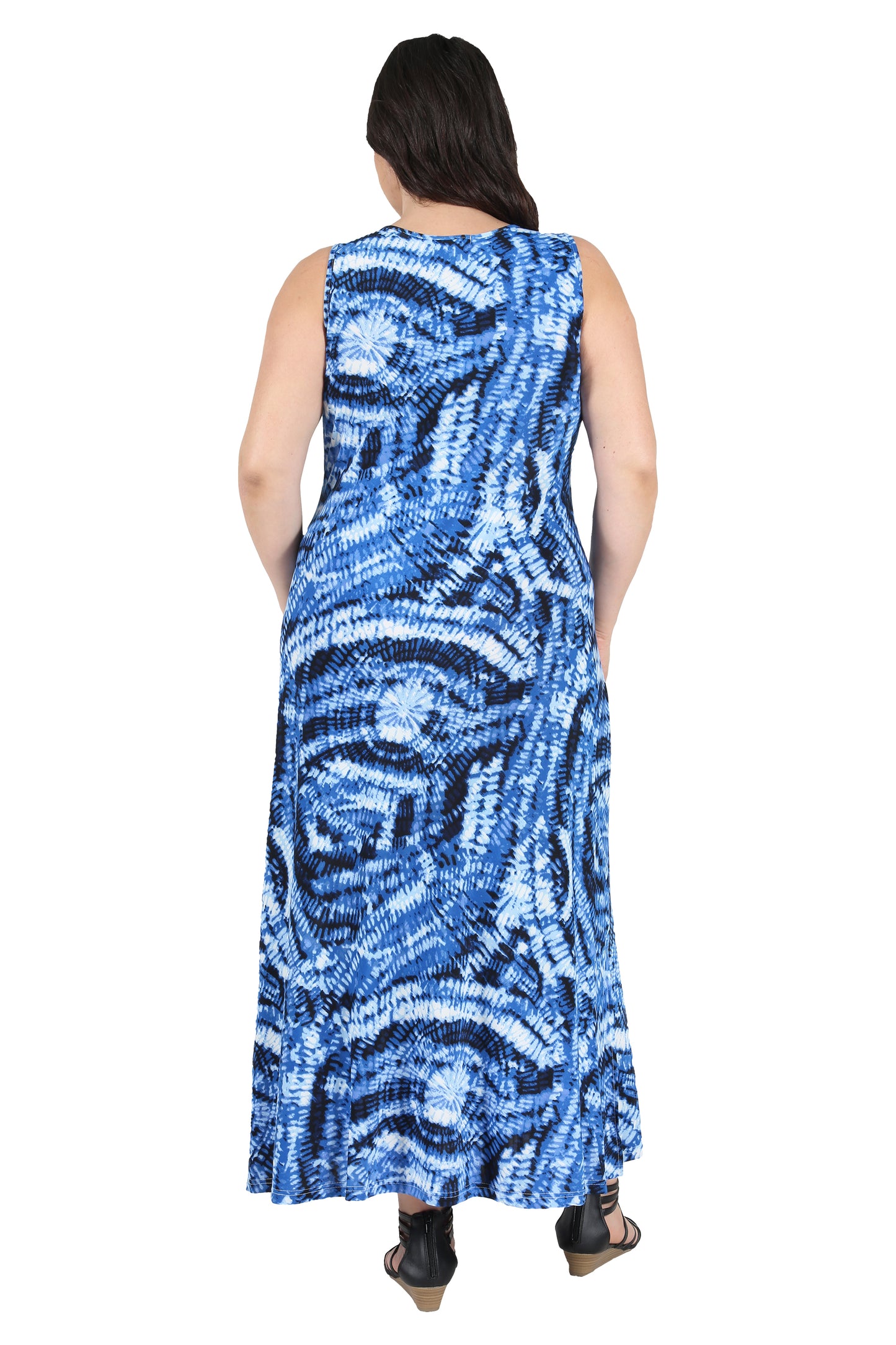 La Cera Paisley Tie Dye Print Plus Size Maxi Dress - La Cera