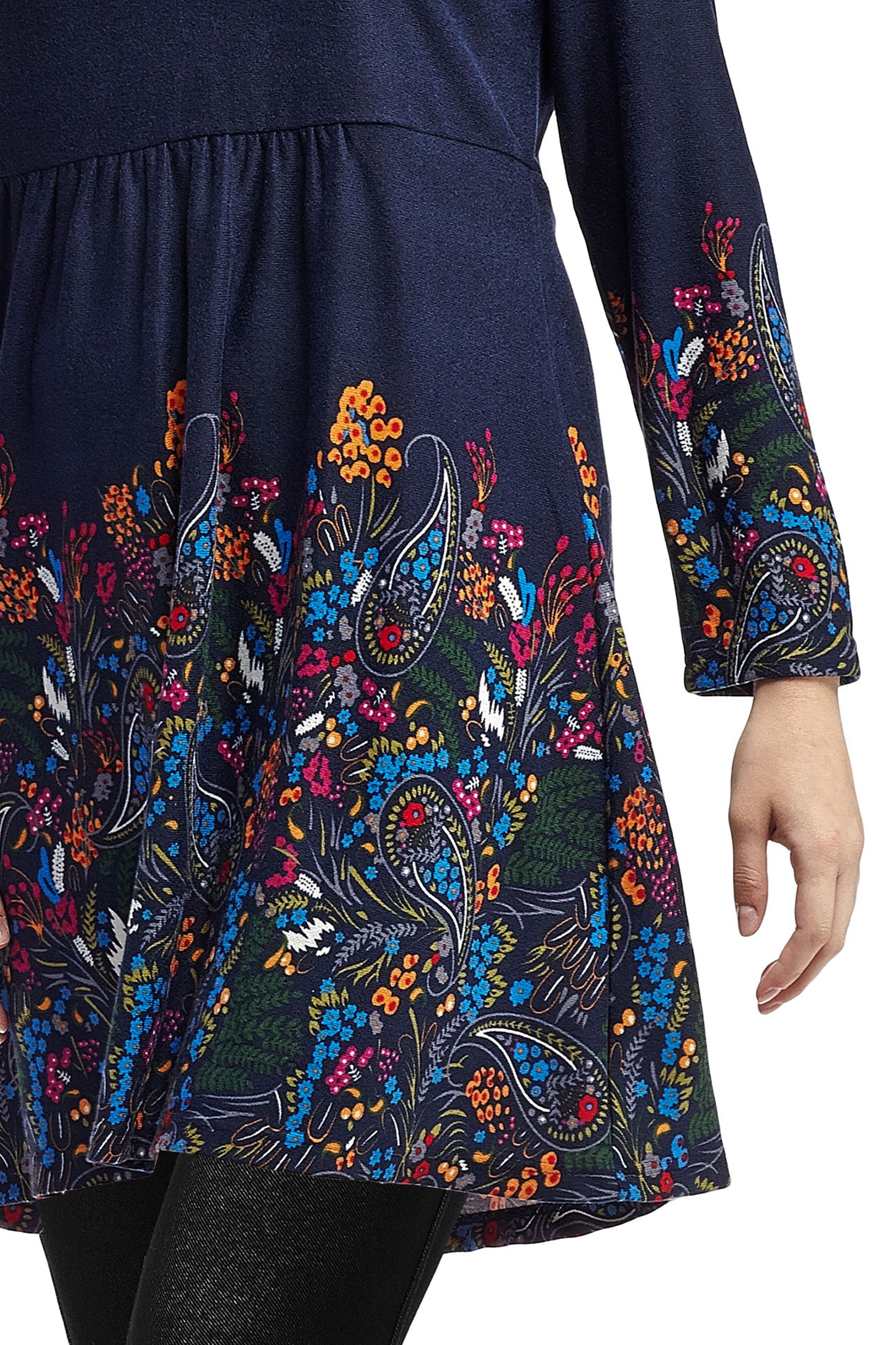 La Cera Border Floral Tunic Top