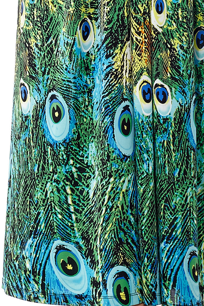 La Cera Peacock Printed Sleevless Maxi Dress - La Cera - 2