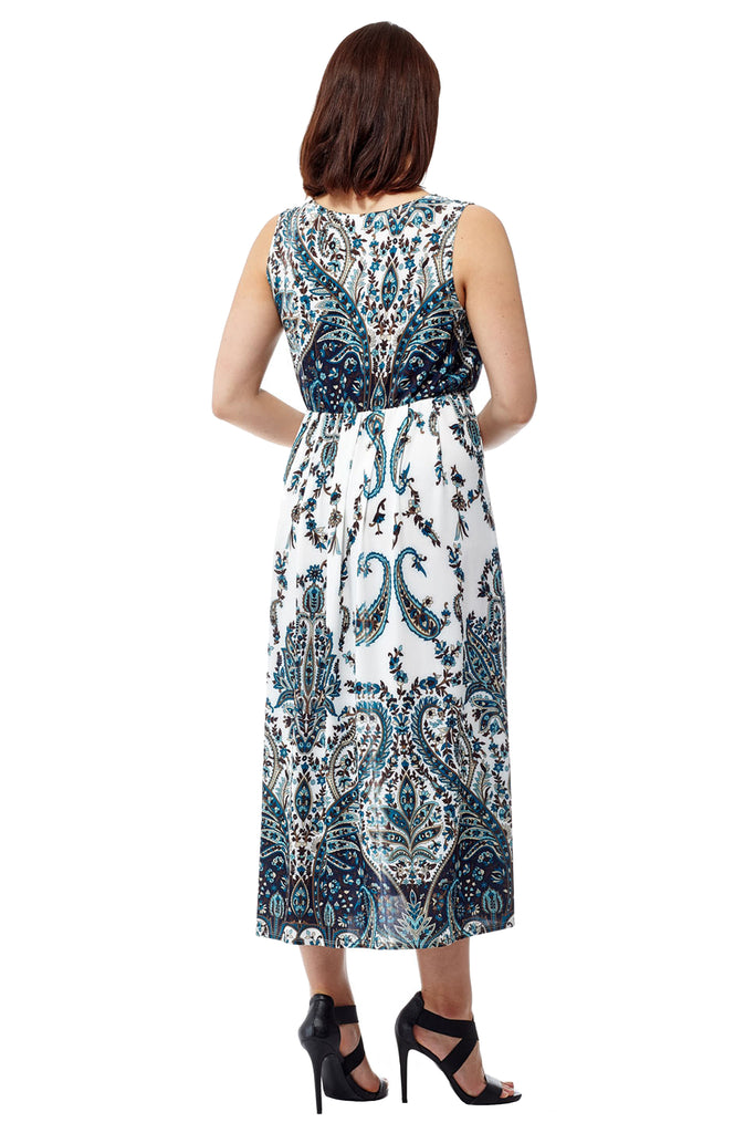 La Cera Sleeveless Paisley Printed Maxi Dress - La Cera