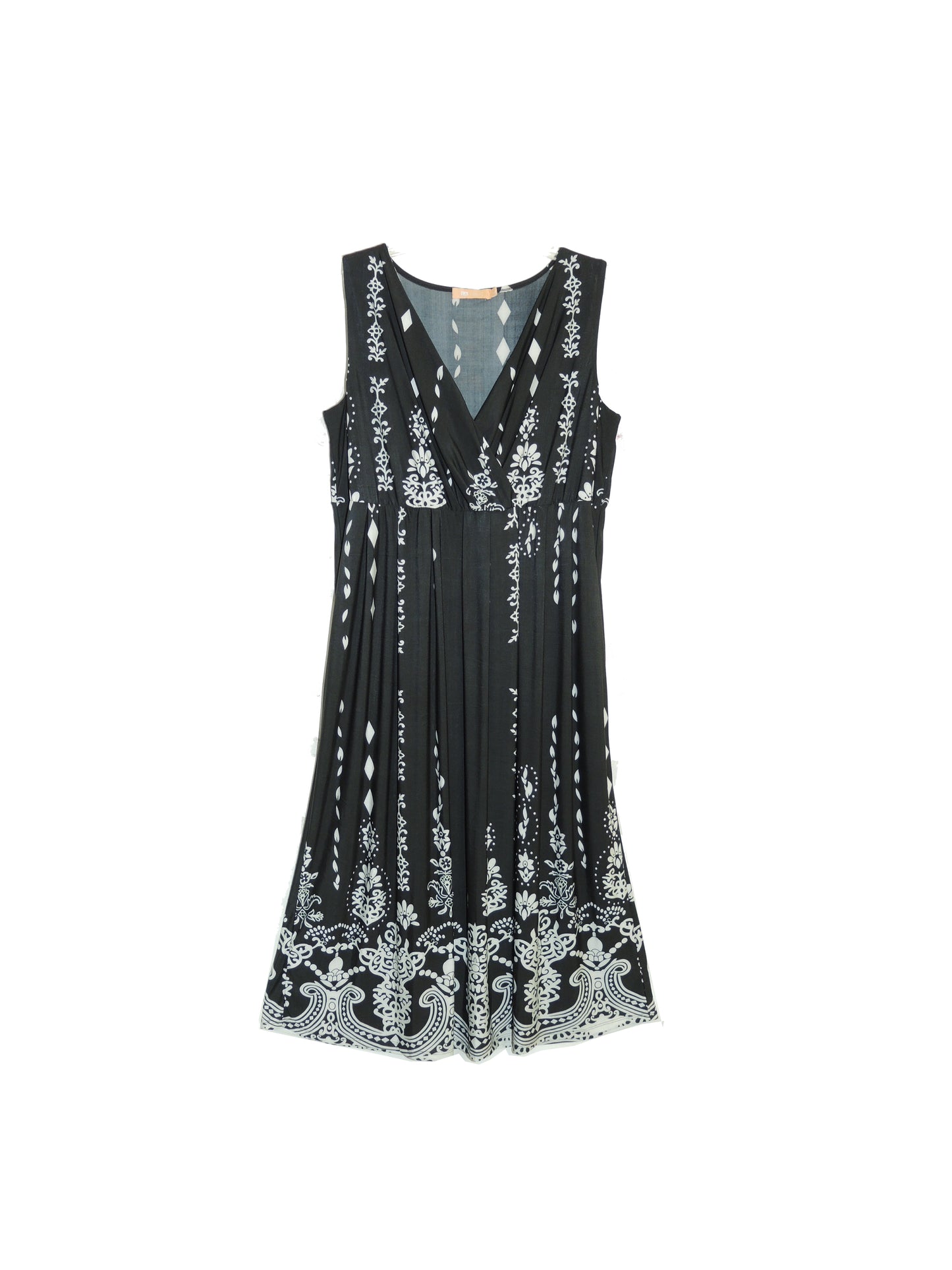 La Cera Paisley Border Print Sleeveless Printed Maxi Dress - La Cera
