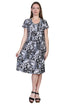 La Cera Black and White Print Short Sleeve Dress - La Cera