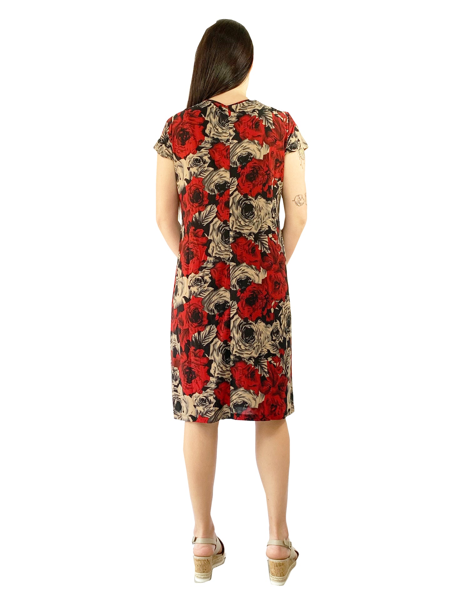 Vestido plisado con rosas de medianoche