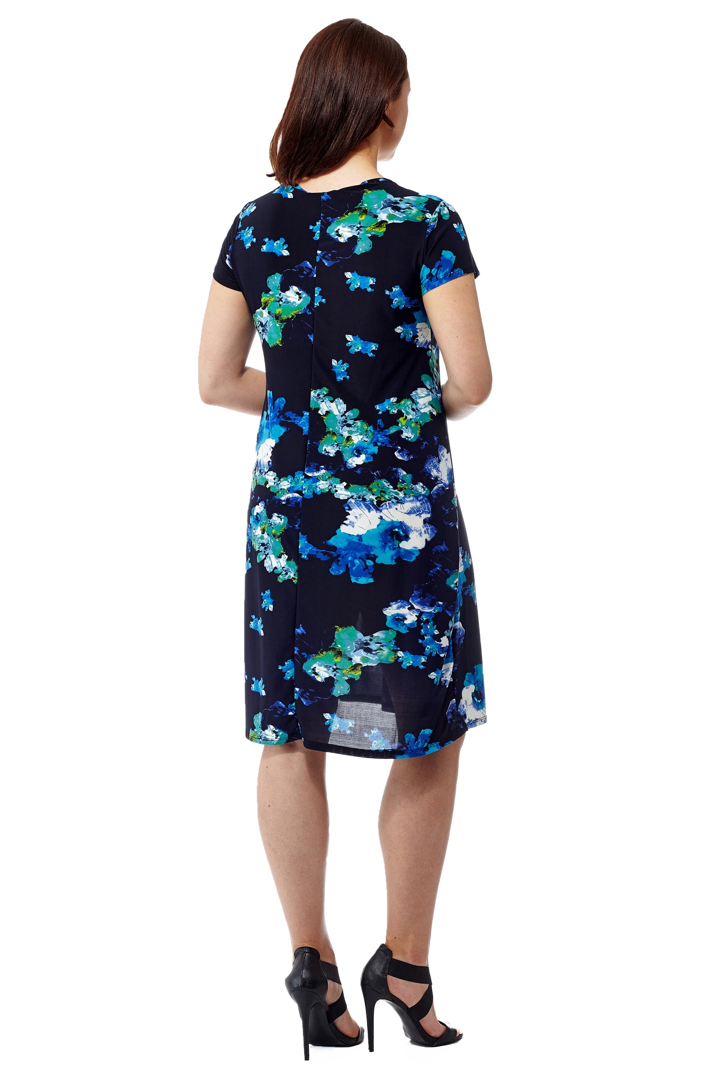 Vestido de manga corta con estampado floral azul de La Cera