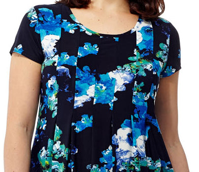 Vestido de manga corta con estampado floral azul de La Cera