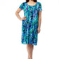 La Cera Teal Multi Print Short Sleeve Dress - La Cera