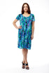 La Cera Teal Multi Print Short Sleeve Dress - La Cera