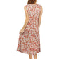 Vestido evasé de rayón con estampado floral canela