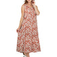 Vestido evasé de rayón con estampado floral canela