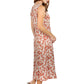 Vestido evasé de rayón con estampado floral canela