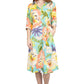 La Cera Tropical Floral Printed Button-Down Shirt Dress - La Cera