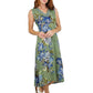 La Cera Sleeveless V-Neck Artistic Floral Dress - La Cera