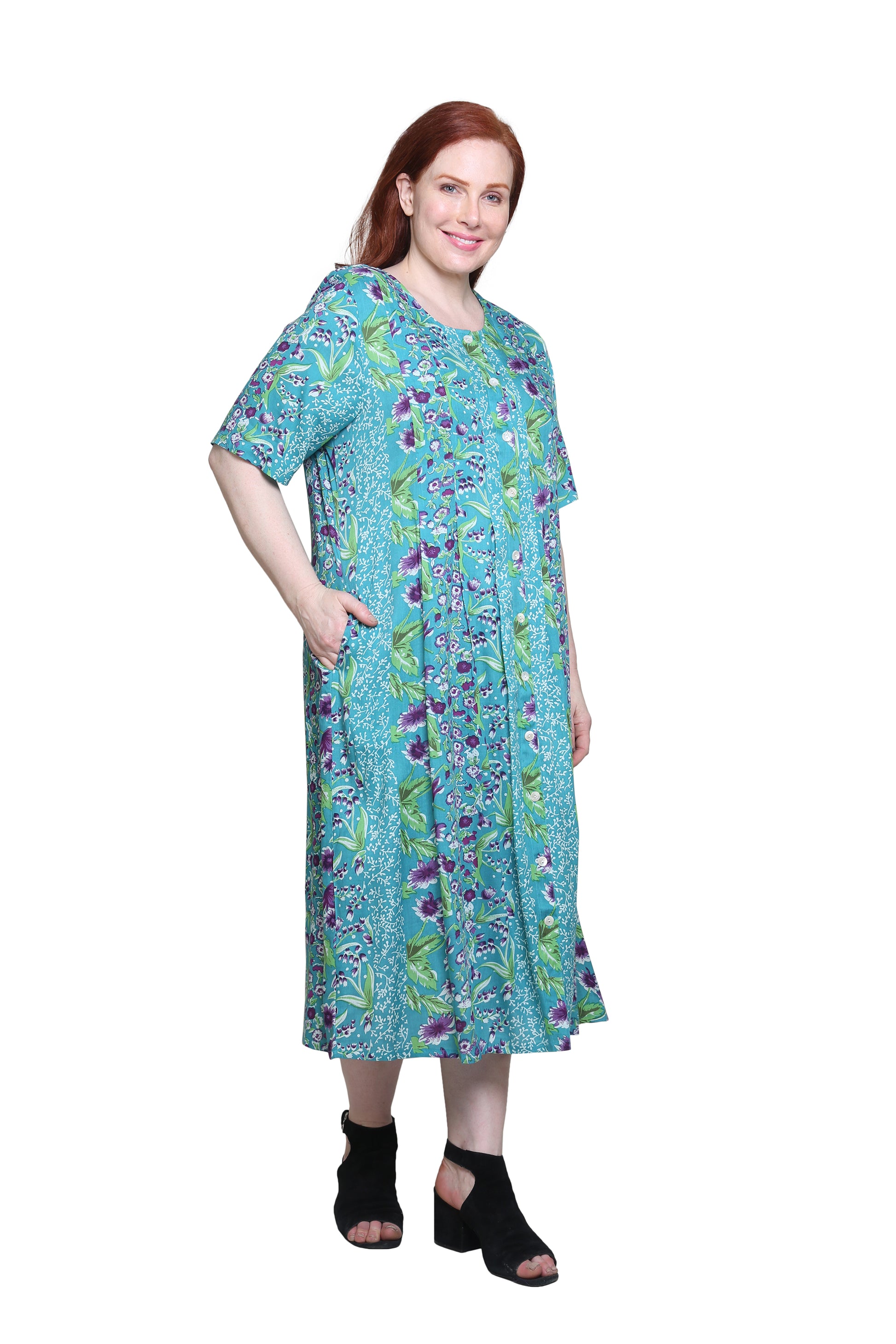 Plus Size La Cera Button Front Short Sleeve Dress - La Cera
