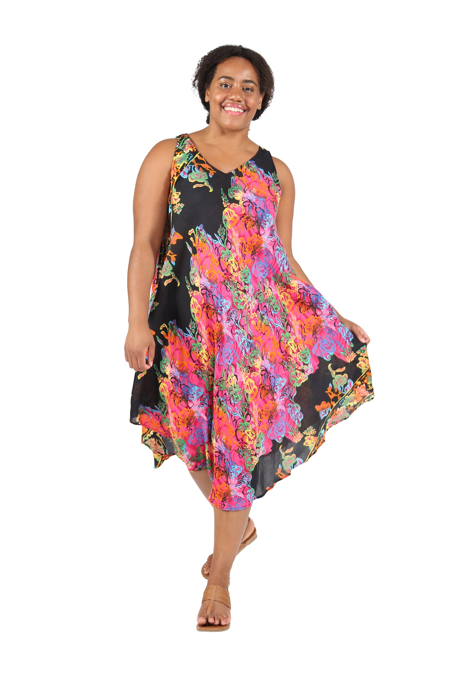 Multi Print Plus Size Handkerchief Dress - La Cera