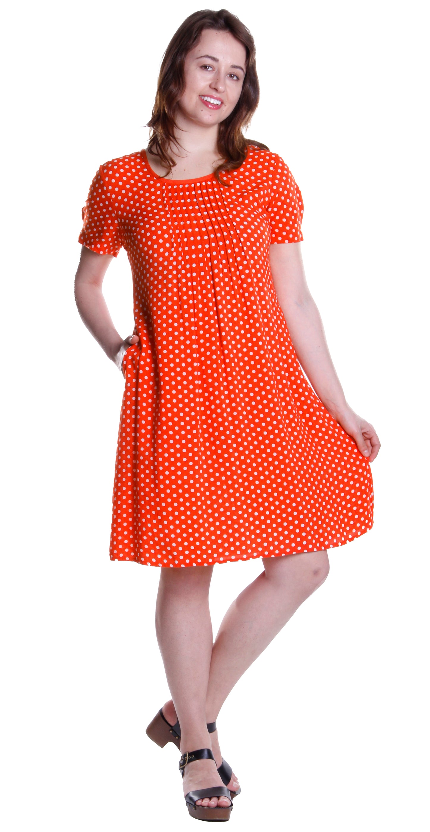 Vestido La Cera Manga Corta Lunares