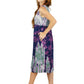 Purple Celedon Abstract Print Empire Waist Dress