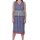 V-Neckline Empire Waist Border Print Dress