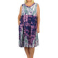 Plus Size Purple Celadon Abstract Print Empire Waist Dress