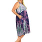 Plus Size Purple Celadon Abstract Print Empire Waist Dress