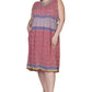 Plus Size V-Neckline Empire Waist Border Print Dress