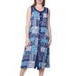 Vestido con estampado de rayón y patchwork con botones novedosos