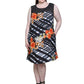 Vestido con estampado geométrico y canesú de crochet de talla grande