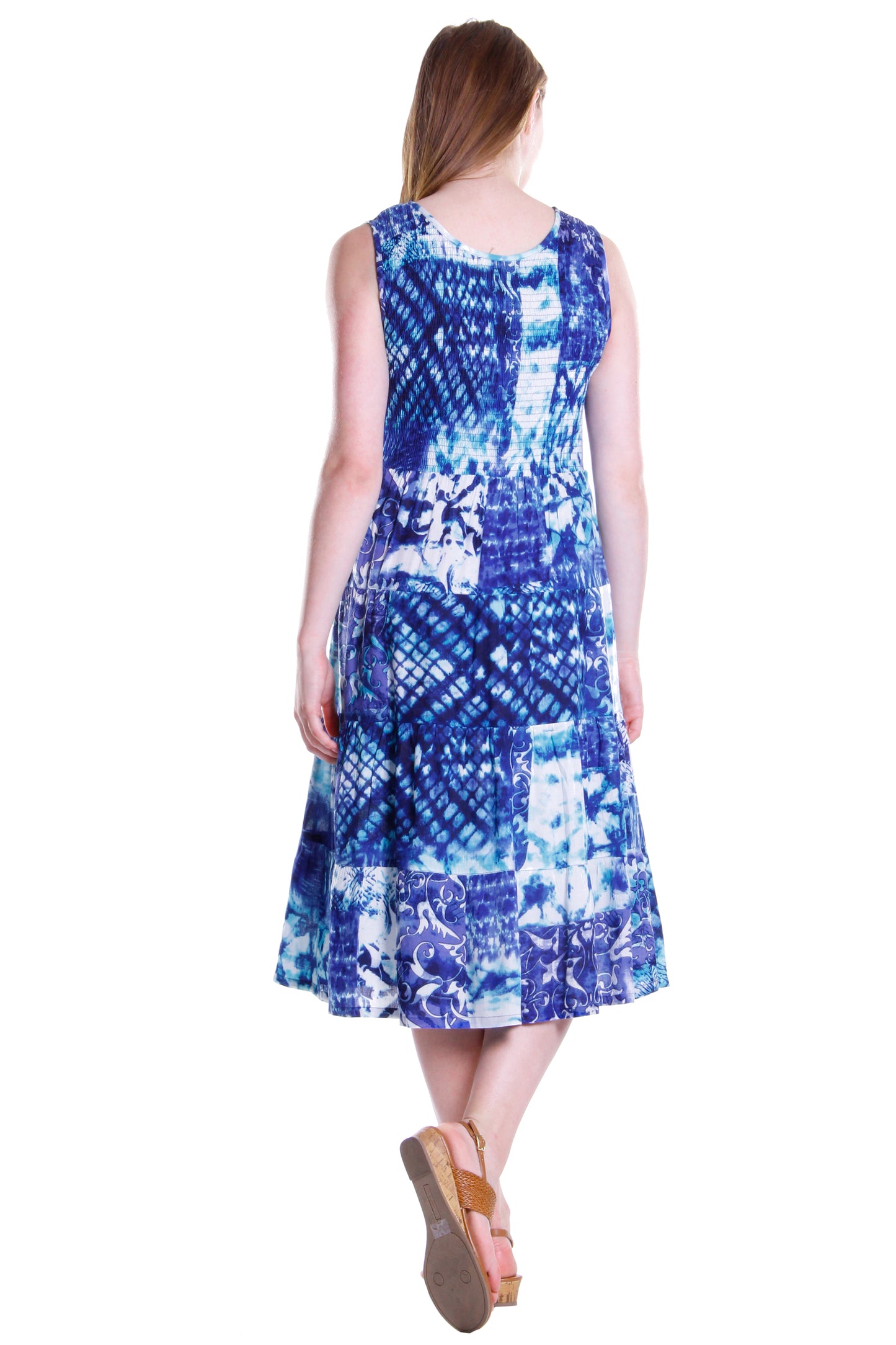Vestido azul sin mangas con efecto tie-dye de La Cera