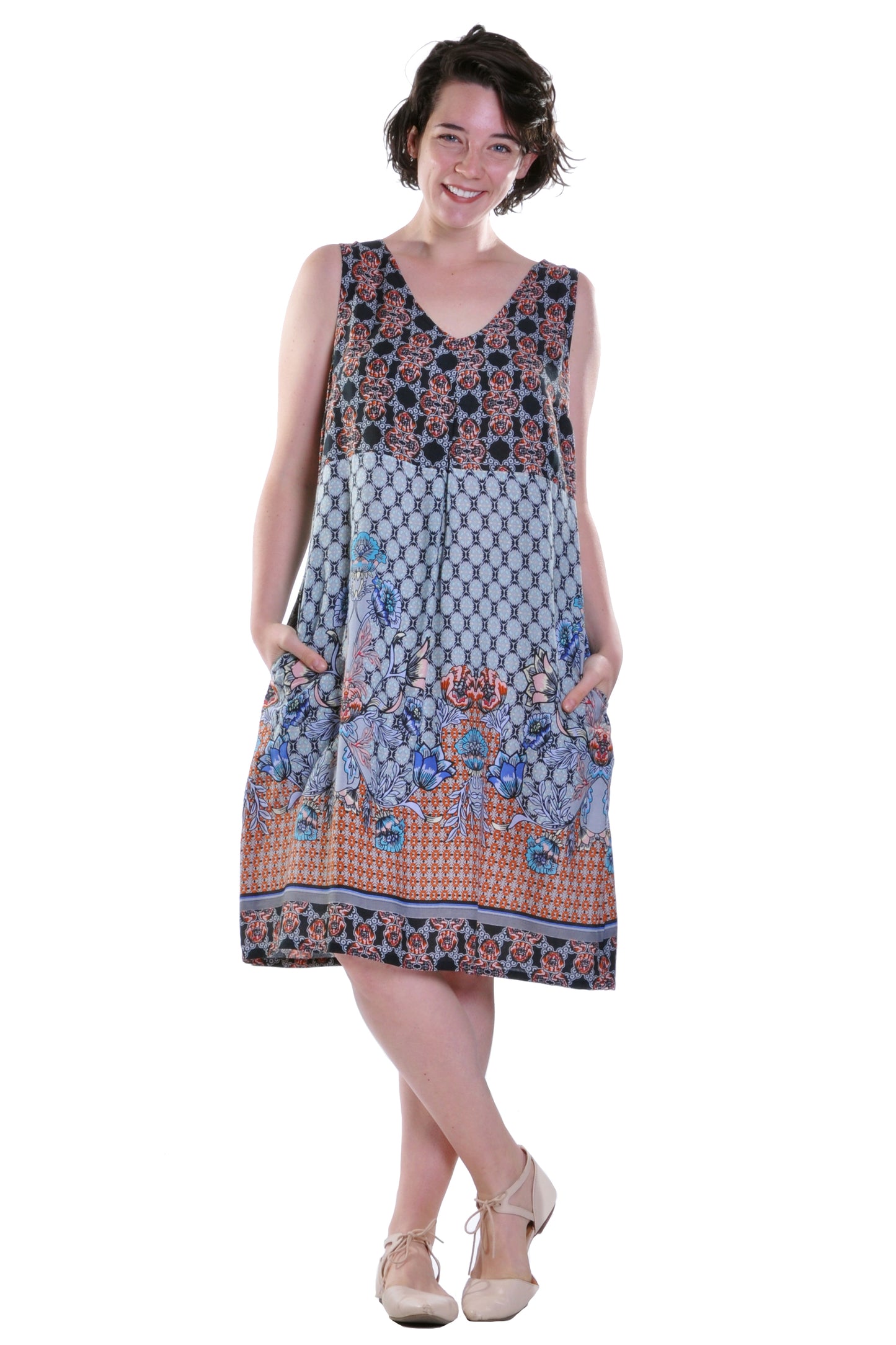 Vestido sin mangas con estampado multicolor La Cera