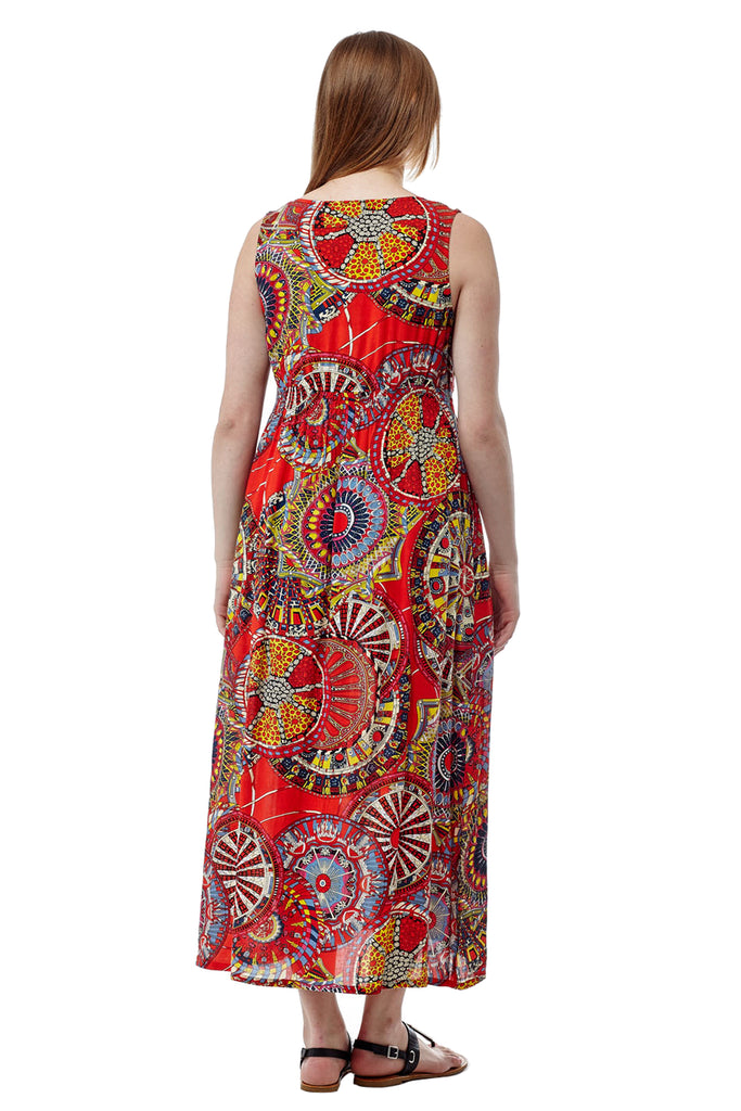 La Cera Red Sleeveless V-Neck Maxi Dress - La Cera