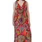 La Cera Red Sleeveless V-Neck Maxi Dress - La Cera