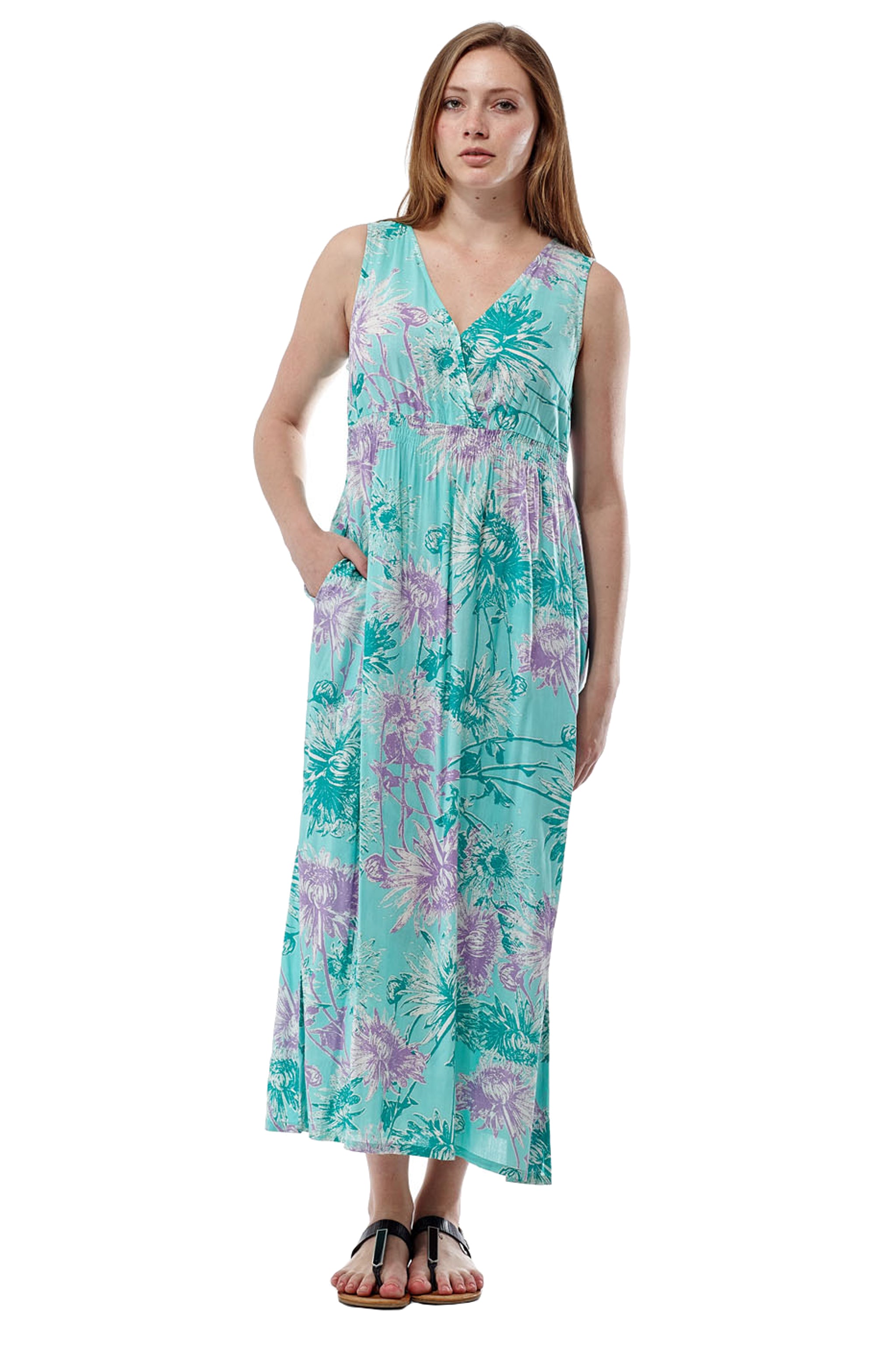 La Cera Sleeveless V-Neck Maxi Dress - La Cera