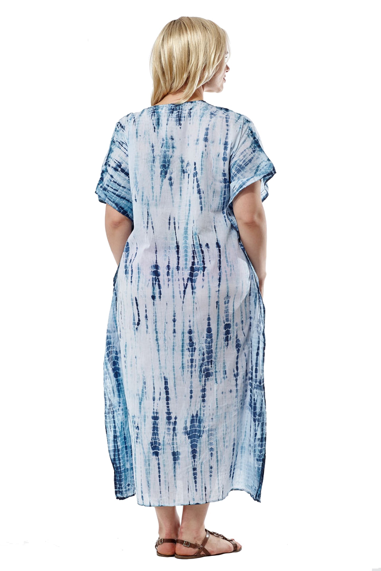 Caftán 100% algodón con estampado Tie-Dye