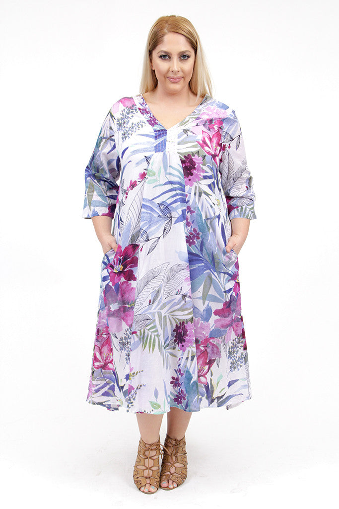 La Cera Women's Plus Size High-Low Printed Caftan - La Cera - 1