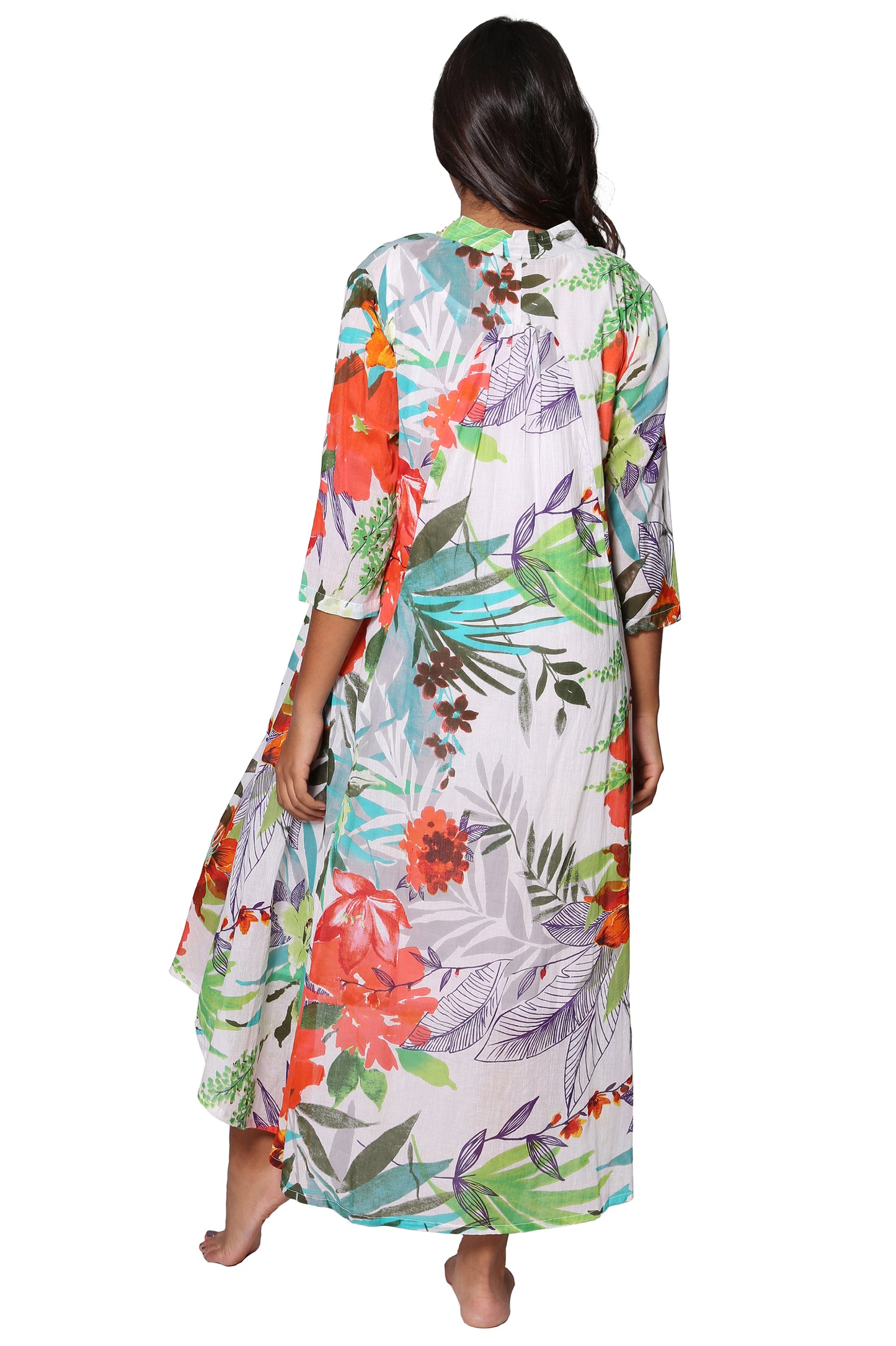 La Cera Women's High-Low Printed Caftan - La Cera