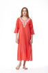 La Cera 3/4 Quarter Length Sleeve Embroidered Caftan - La Cera